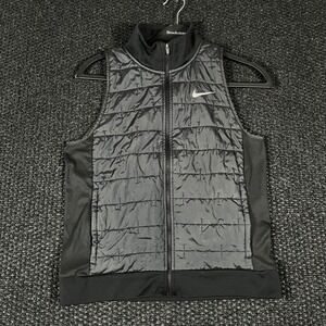 Nike Vest Women Small Black Quilted Running Full Zip Therma-FIT DD6084-010